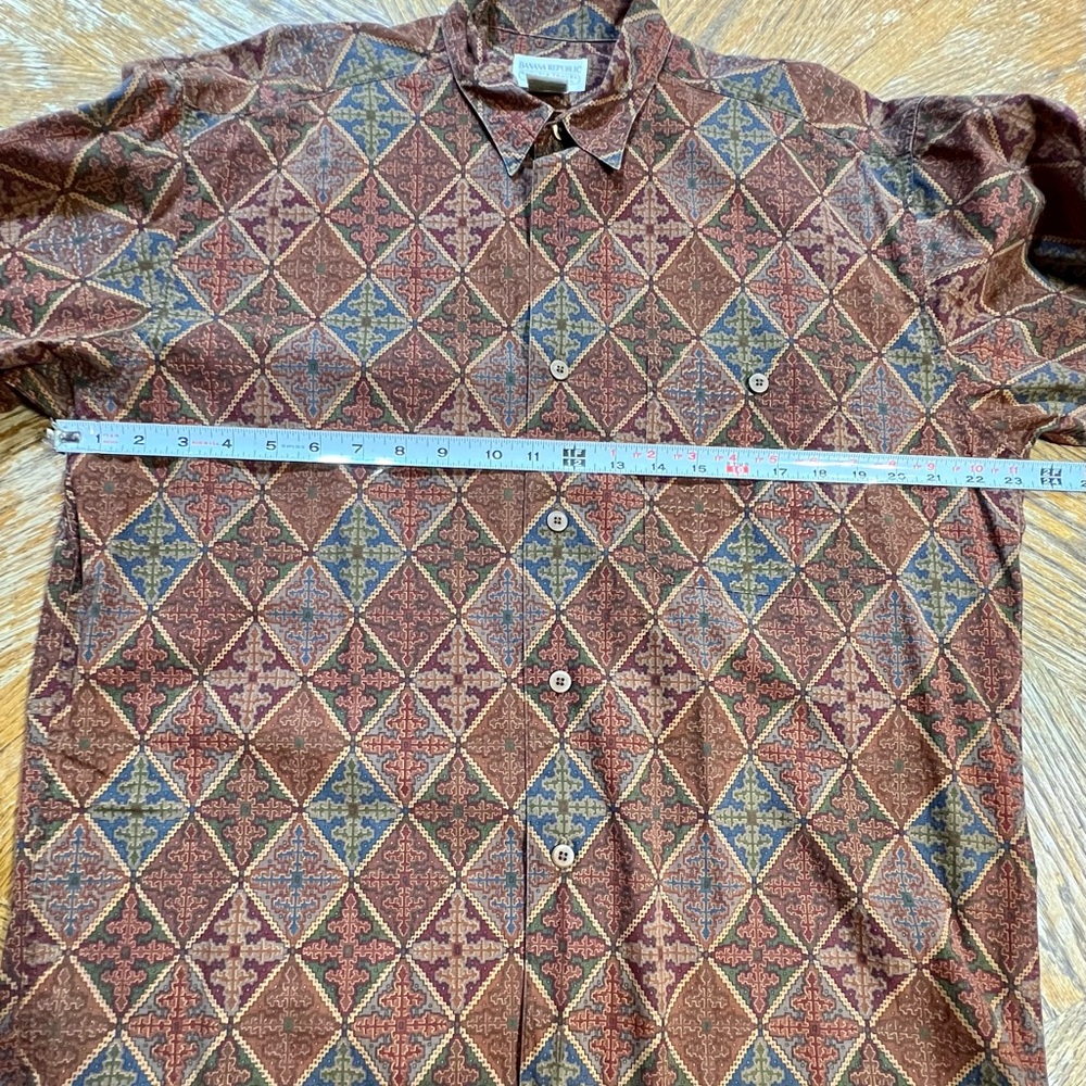 VINTAGE 80s Banana Republic Safari 100% cotton button down‎ shirt argyle diamond - Picture 10 of 10